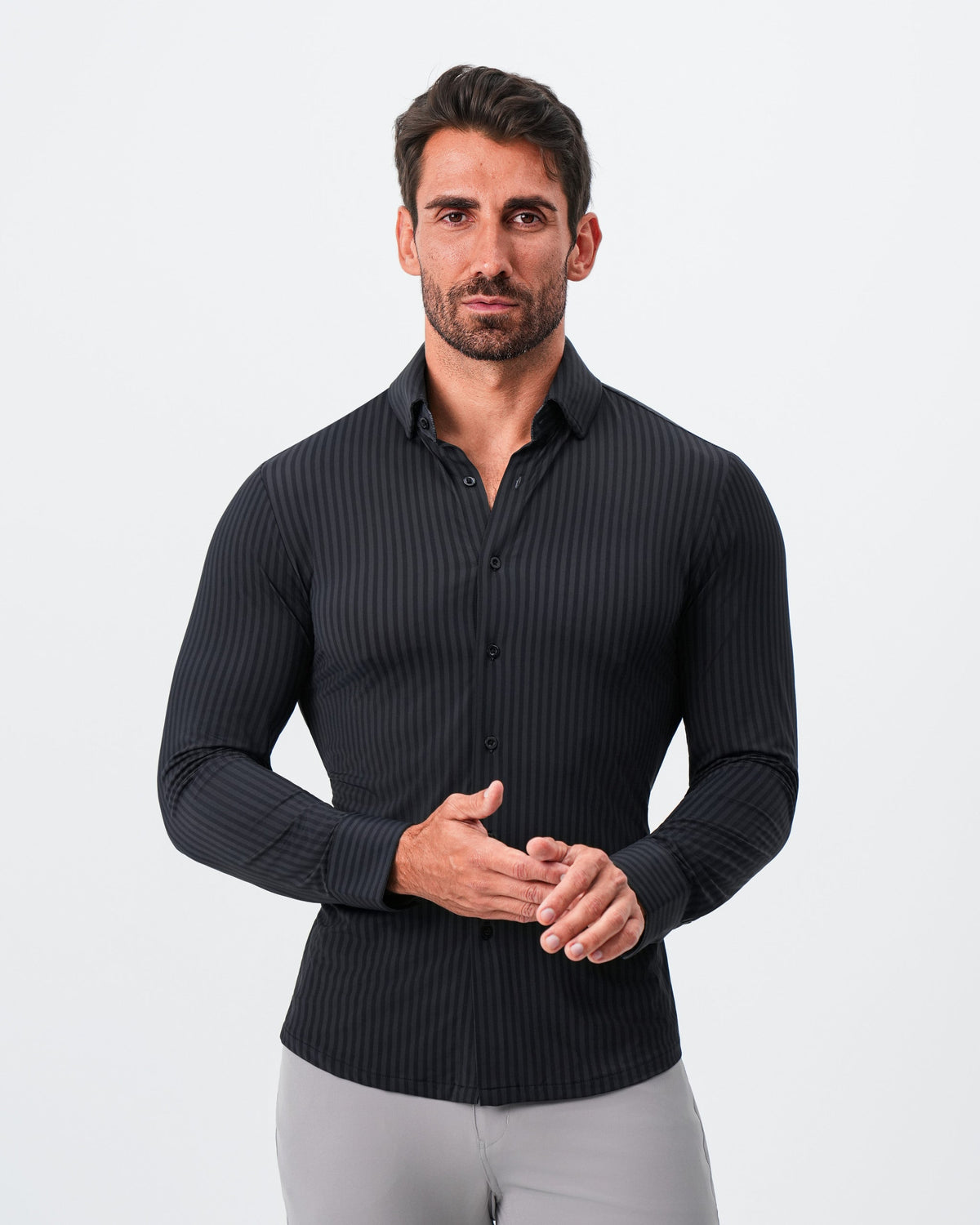 State & Liberty - "The Hartley" Sport Shirt - Black & Grey Bengal Stripe