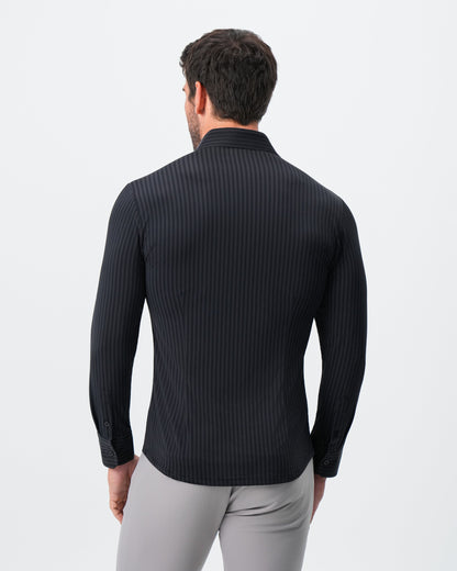 State & Liberty - "The Hartley" Sport Shirt - Black & Grey Bengal Stripe