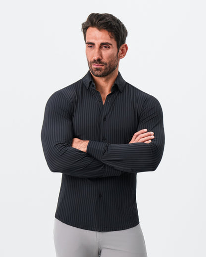 State & Liberty - "The Hartley" Sport Shirt - Black & Grey Bengal Stripe
