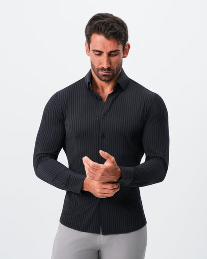 State & Liberty - "The Hartley" Sport Shirt - Black & Grey Bengal Stripe