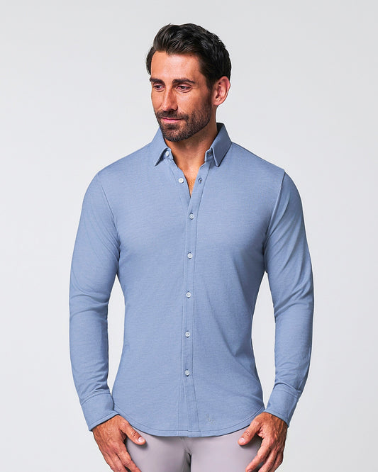 State & Liberty - "The Dylan" Sky Blue Pique Button Down