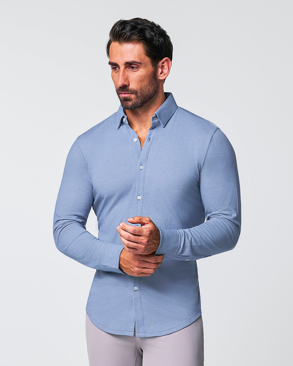 State & Liberty - "The Dylan" Sky Blue Pique Button Down