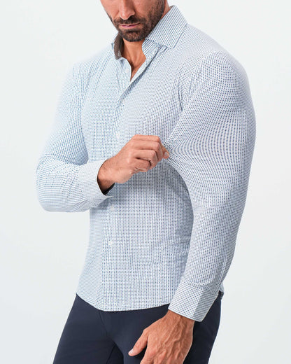 State & Liberty - "The Guy" Sport Shirt - Navy & Light Blue Plus Print