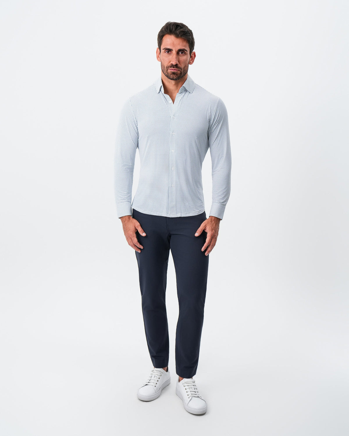 State & Liberty - "The Guy" Sport Shirt - Navy & Light Blue Plus Print