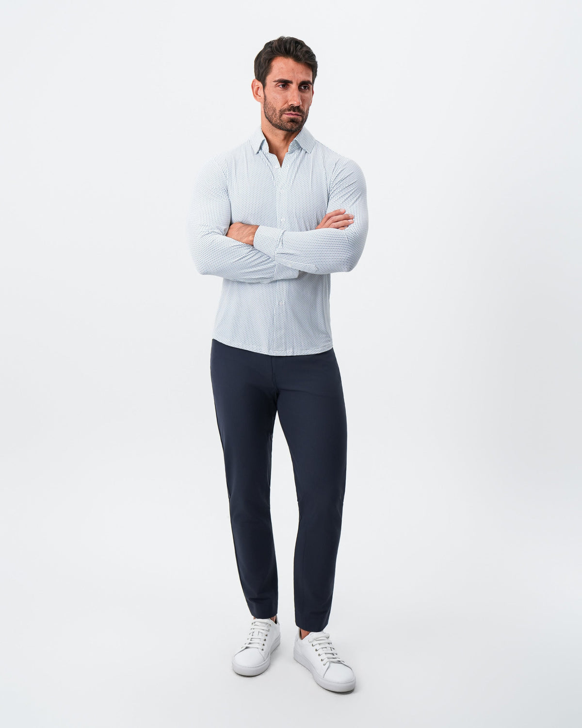 State & Liberty - "The Guy" Sport Shirt - Navy & Light Blue Plus Print