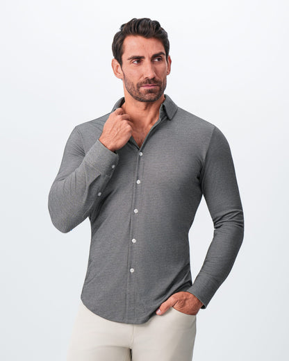 State & Liberty - "The Oakley" Charcoal Pique Button Down