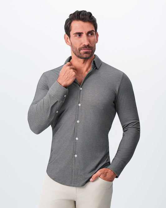 State & Liberty - "The Oakley" Charcoal Pique Button Down