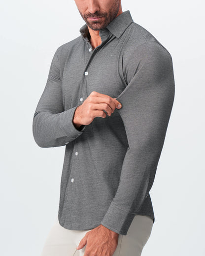State & Liberty - "The Oakley" Charcoal Pique Button Down