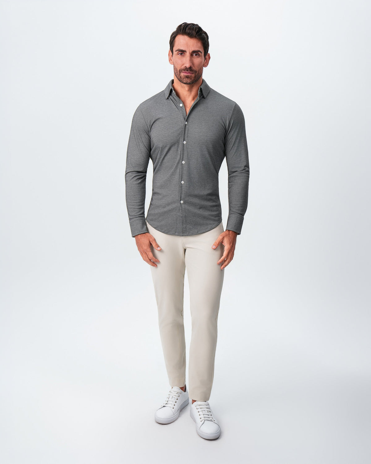 State & Liberty - "The Oakley" Charcoal Pique Button Down