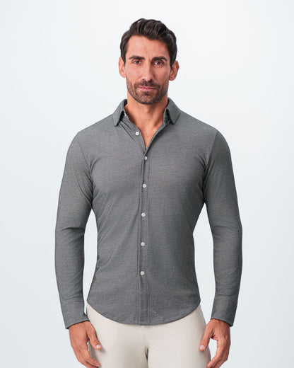 State & Liberty - "The Oakley" Charcoal Pique Button Down