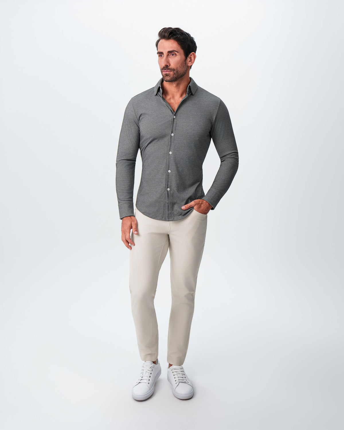 State & Liberty - "The Oakley" Charcoal Pique Button Down