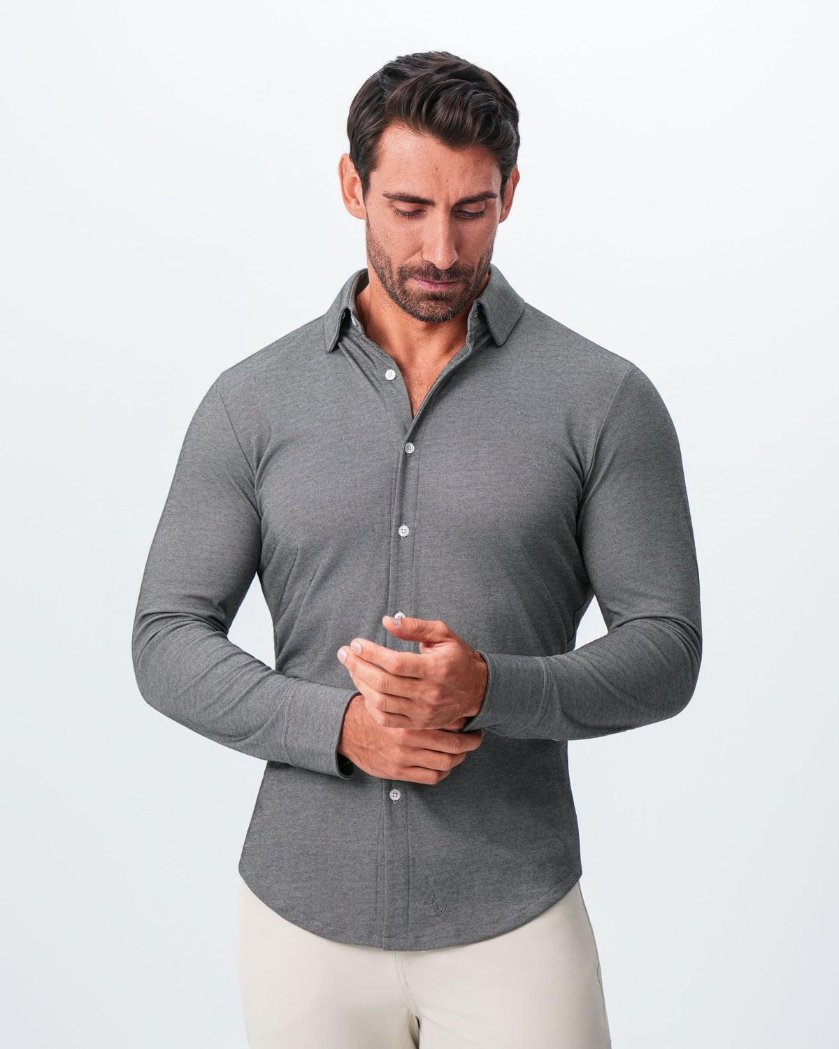 State & Liberty - "The Oakley" Charcoal Pique Button Down