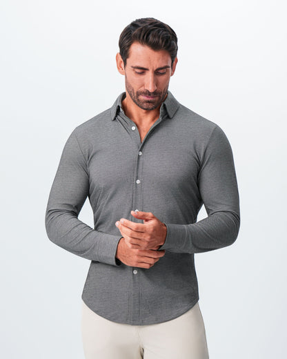 State & Liberty - "The Oakley" Charcoal Pique Button Down