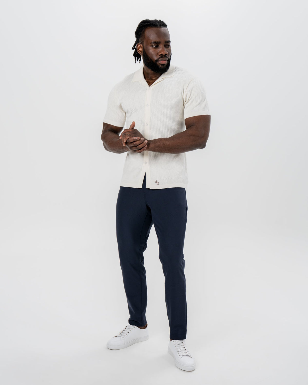 State & Liberty - Textured Knit Short Sleeve Button Down - Tan