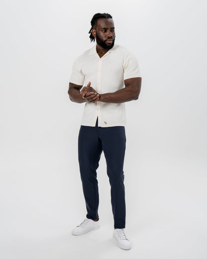 State & Liberty - Textured Knit Short Sleeve Button Down - Tan