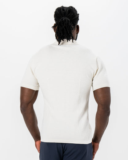 State & Liberty - Textured Knit Short Sleeve Button Down - Tan