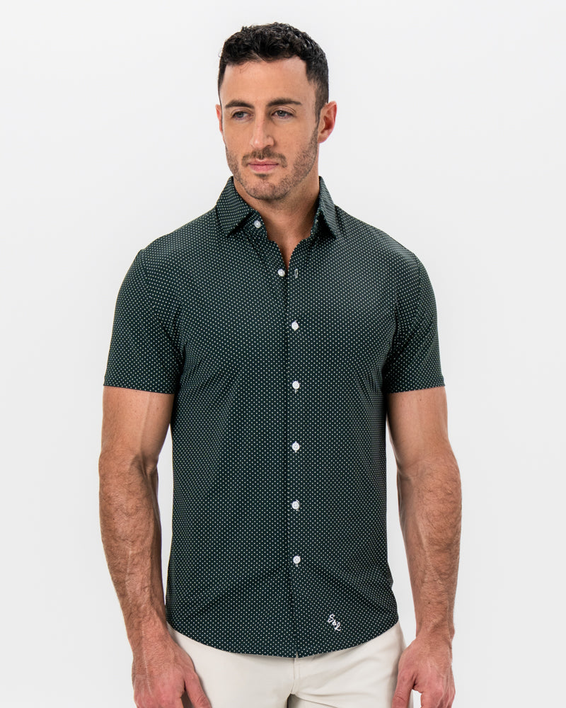 State & Liberty - "The Palm" Green with White Mini Dot Print