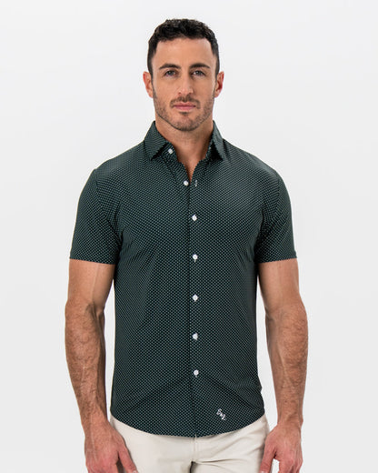 State & Liberty - "The Palm" Green with White Mini Dot Print