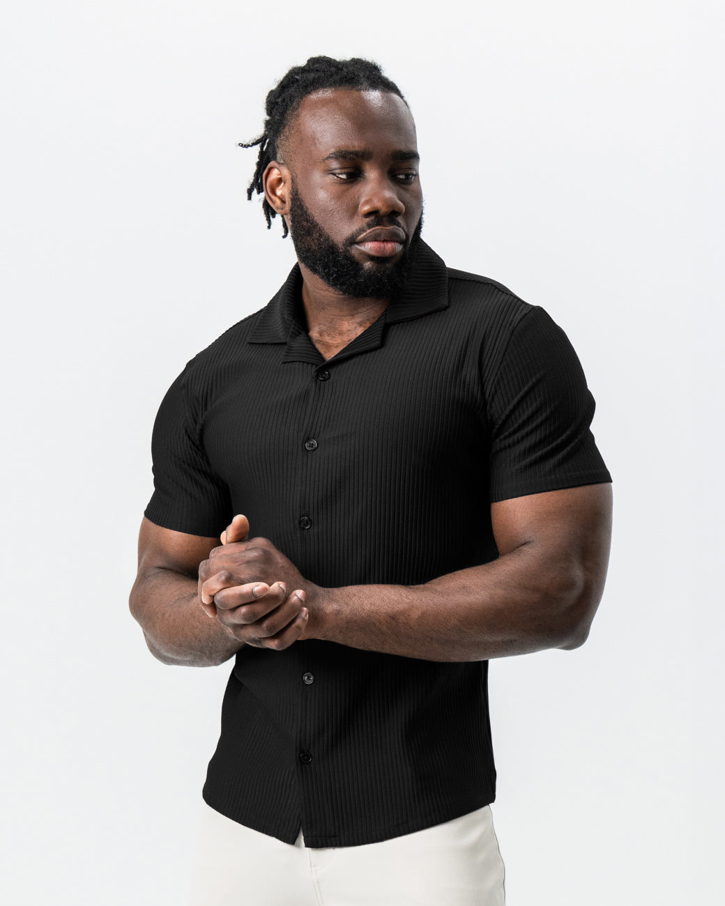 State & Liberty - Seersucker Short Sleeve Button Down - Black