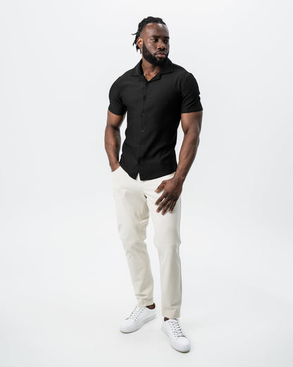 State & Liberty - Seersucker Short Sleeve Button Down - Black