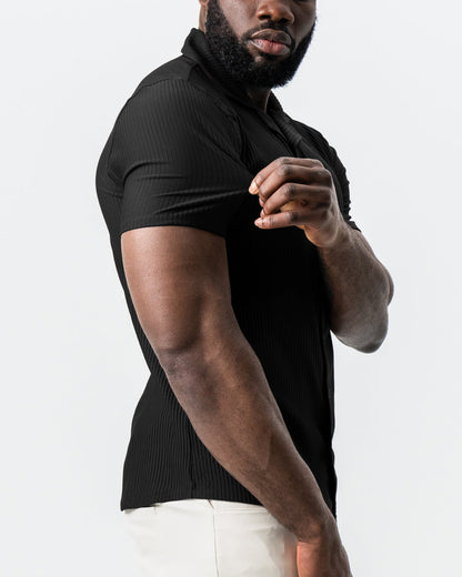 State & Liberty - Seersucker Short Sleeve Button Down - Black