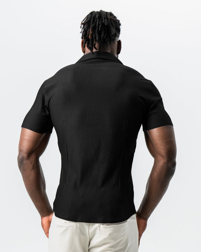 State & Liberty - Seersucker Short Sleeve Button Down - Black