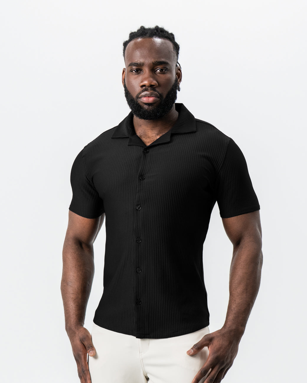 State & Liberty - Seersucker Short Sleeve Button Down - Black
