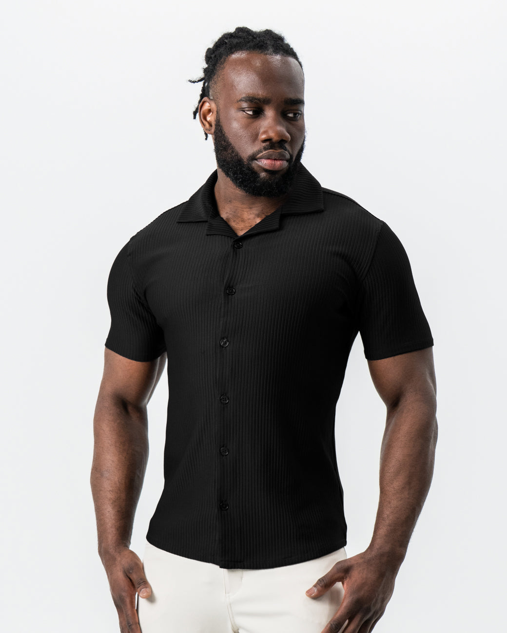State & Liberty - Seersucker Short Sleeve Button Down - Black