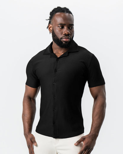 State & Liberty - Seersucker Short Sleeve Button Down - Black