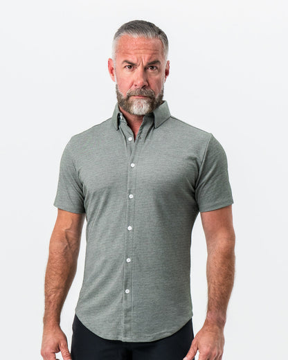 State & Liberty - "The Armstrong" Olive Pique Short Sleeve Button Down