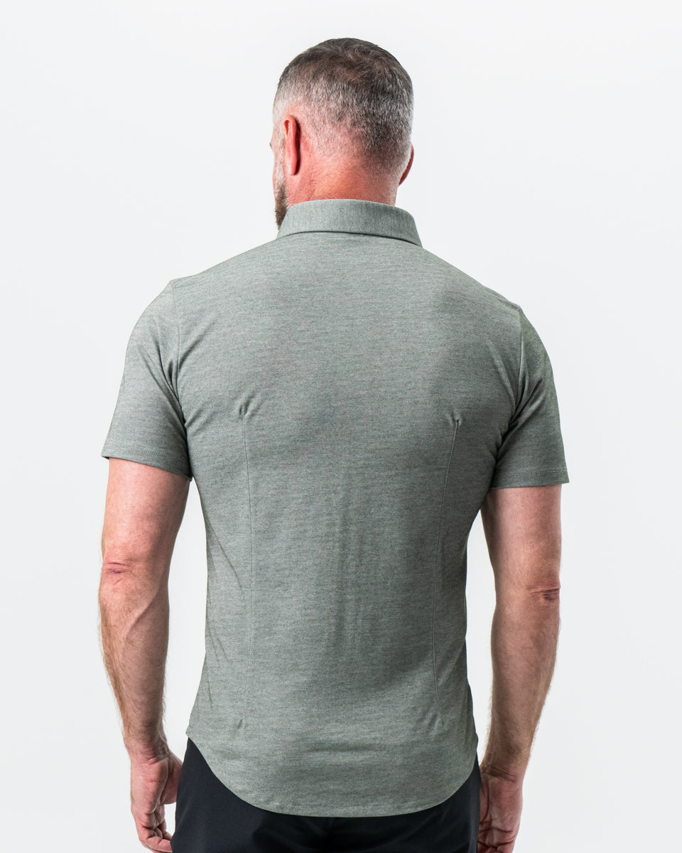 State & Liberty - "The Armstrong" Olive Pique Short Sleeve Button Down