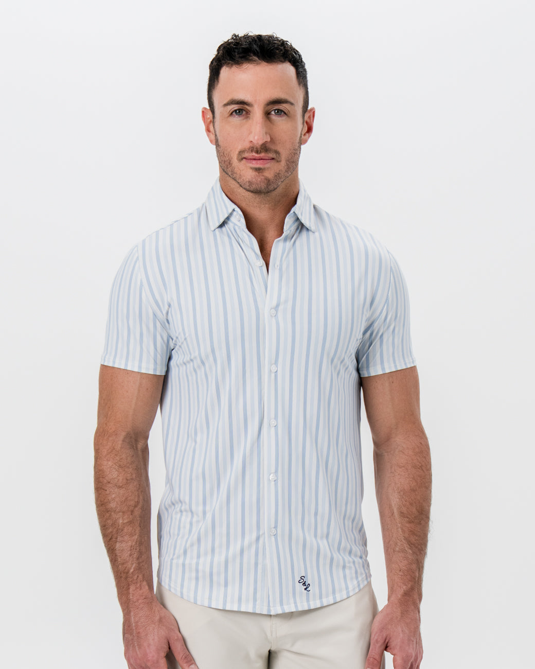 State & Liberty - "The Riptide" Light Blue Coastal Stripe