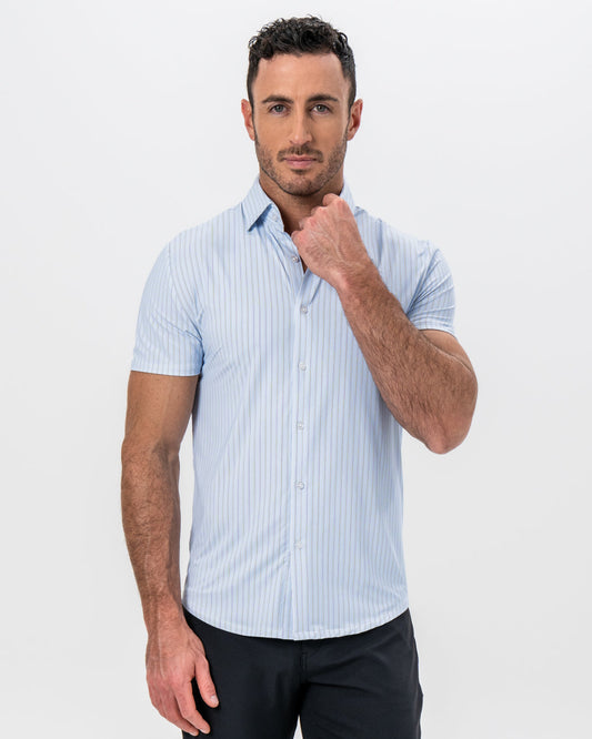 State & Liberty - "The Landry" Light Blue Micro Pinstripe