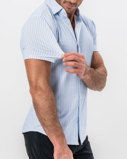 State & Liberty - "The Landry" Light Blue Micro Pinstripe