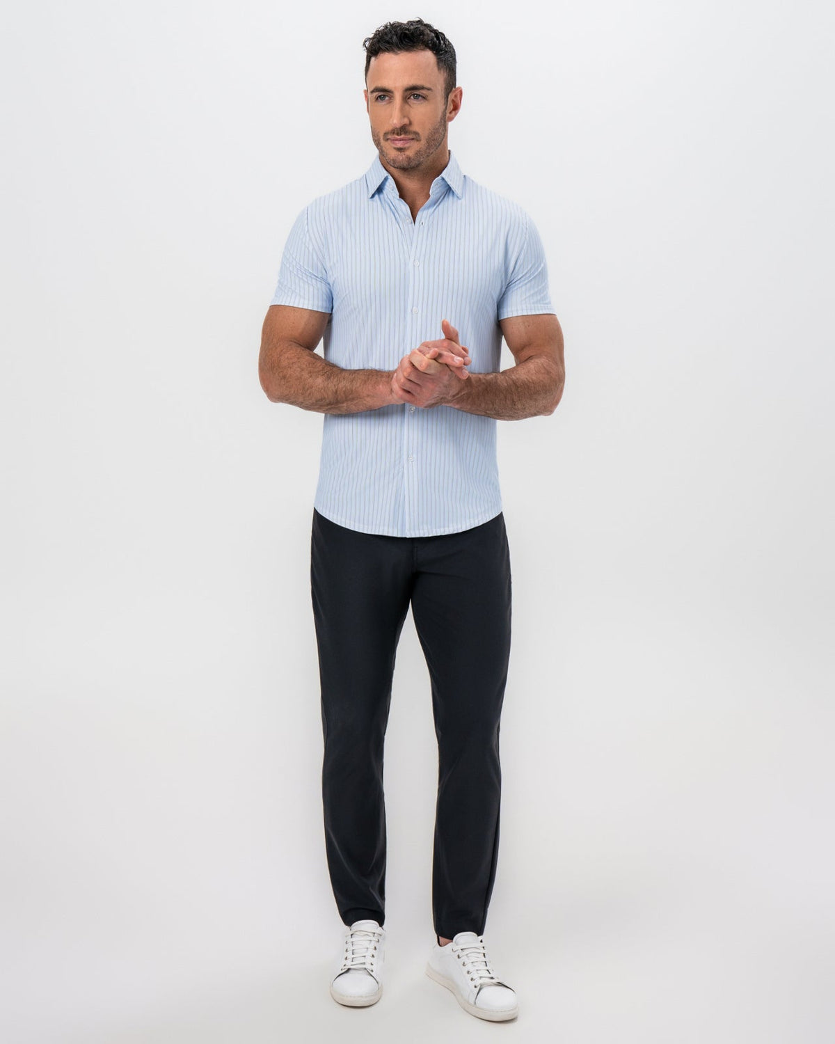State & Liberty - "The Landry" Light Blue Micro Pinstripe