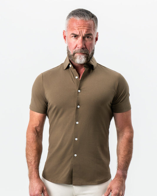 State & Liberty - "The Lincoln" Olive Short Sleeve Button Down