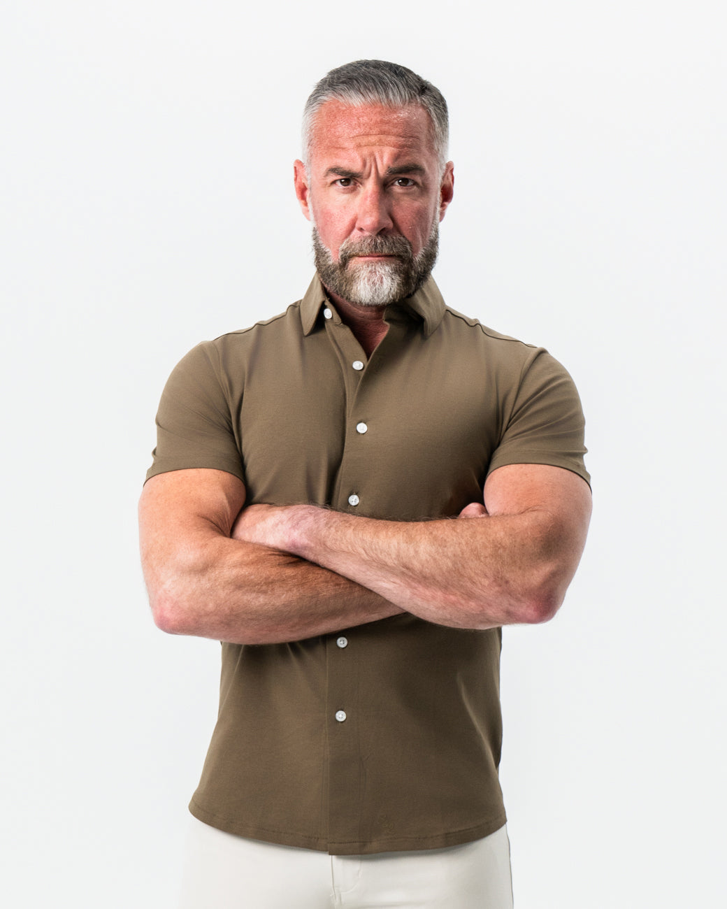 State & Liberty - "The Lincoln" Olive Short Sleeve Button Down