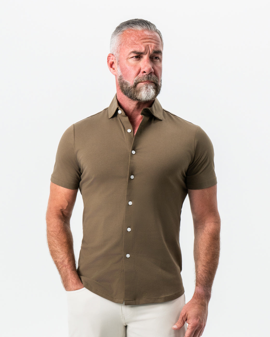 State & Liberty - "The Lincoln" Olive Short Sleeve Button Down