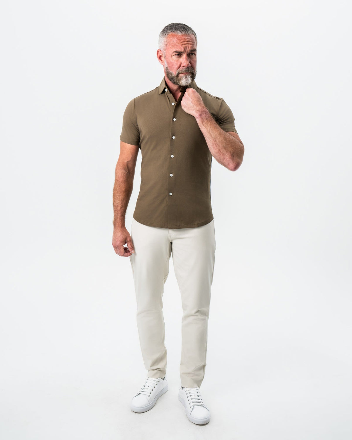 State & Liberty - "The Lincoln" Olive Short Sleeve Button Down