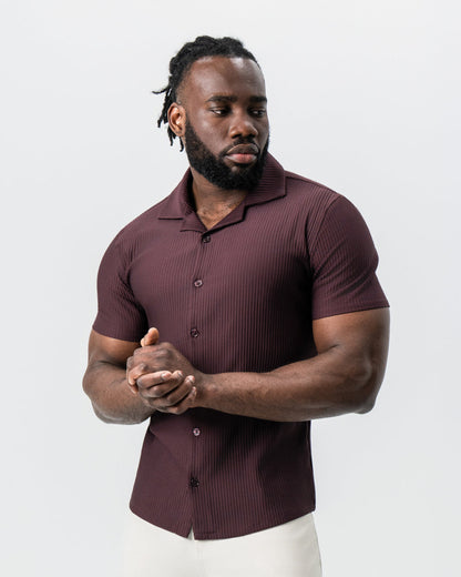 State & Liberty - Seersucker Short Sleeve Button Down - Plum