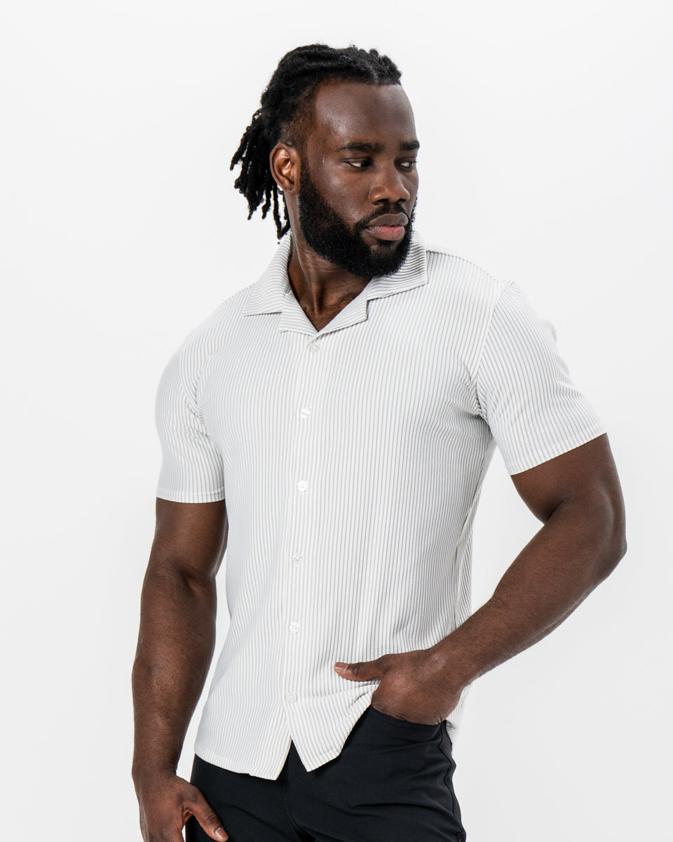 State & Liberty - Seersucker Short Sleeve Button Down - Grey