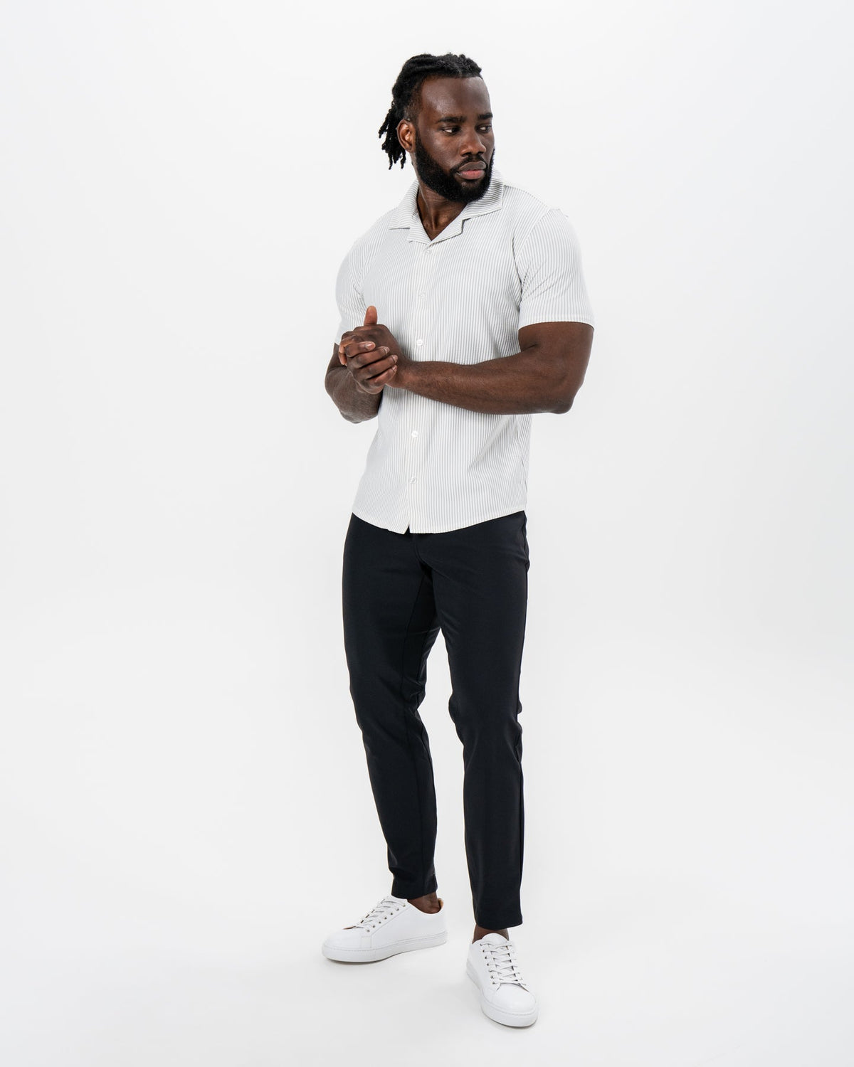 State & Liberty - Seersucker Short Sleeve Button Down - Grey