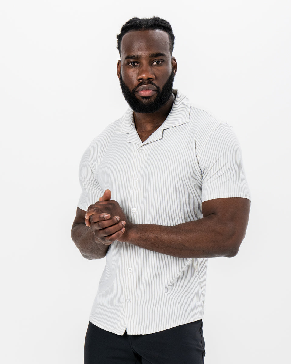 State & Liberty - Seersucker Short Sleeve Button Down - Grey