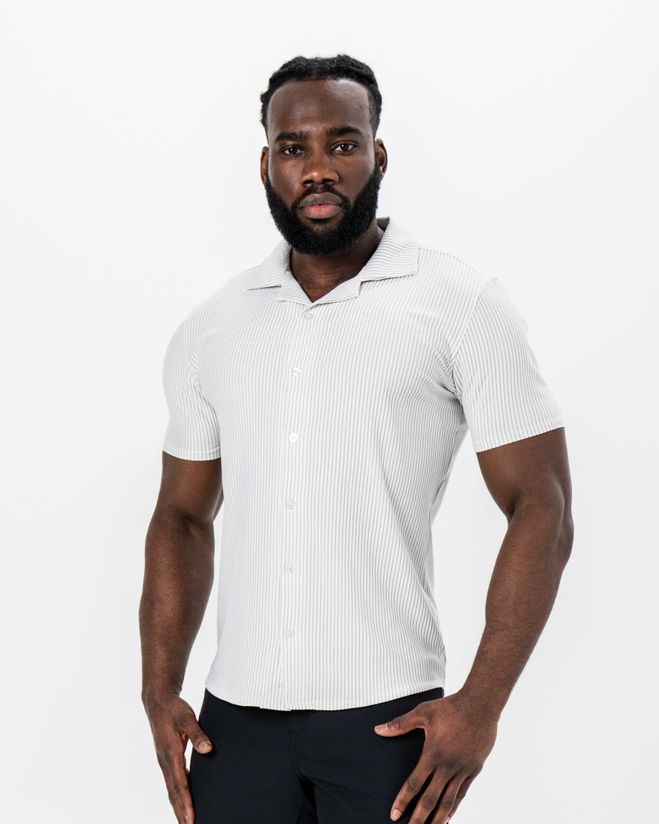 State & Liberty - Seersucker Short Sleeve Button Down - Grey