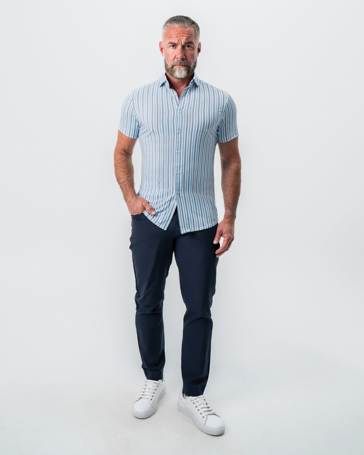 State & Liberty - "The Vito" Blue, Navy, and White Striped