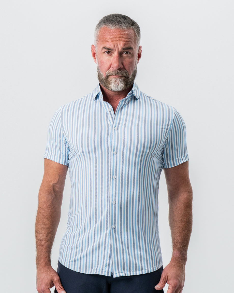 State & Liberty - "The Vito" Blue, Navy, and White Striped