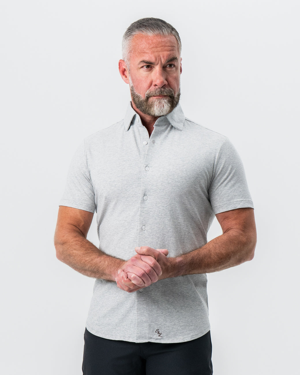 State & Liberty - "The Baldwin" Grey Short Sleeve Button Down