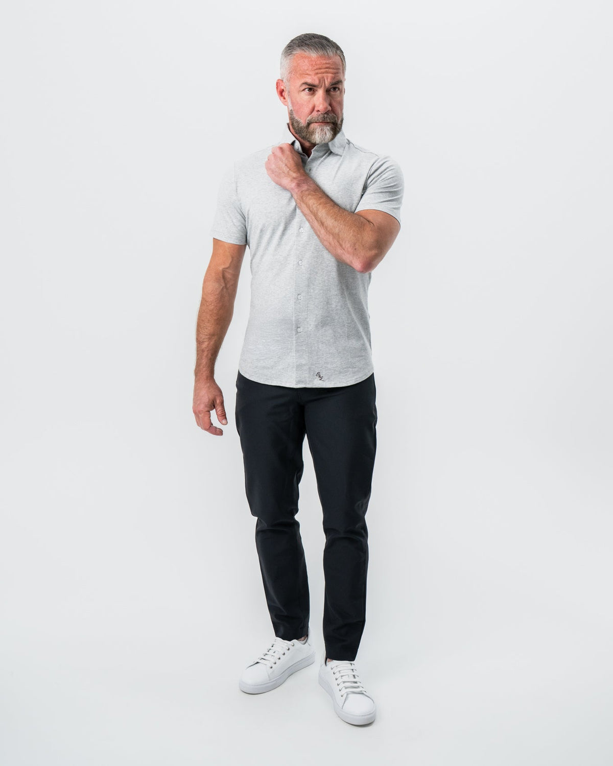 State & Liberty - "The Baldwin" Grey Short Sleeve Button Down