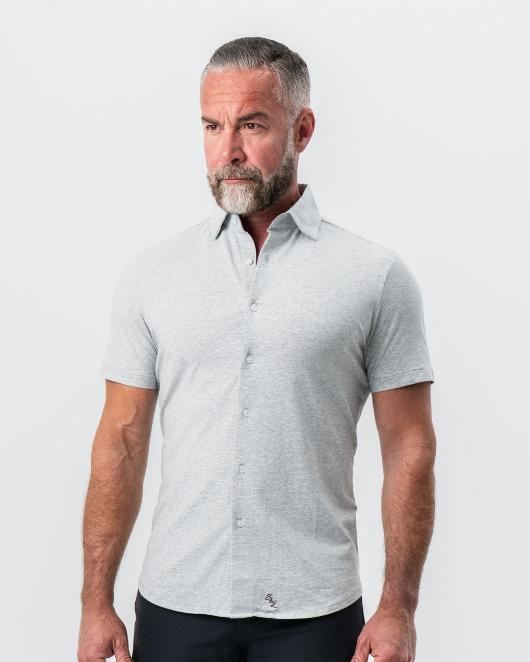 State & Liberty - "The Baldwin" Grey Short Sleeve Button Down