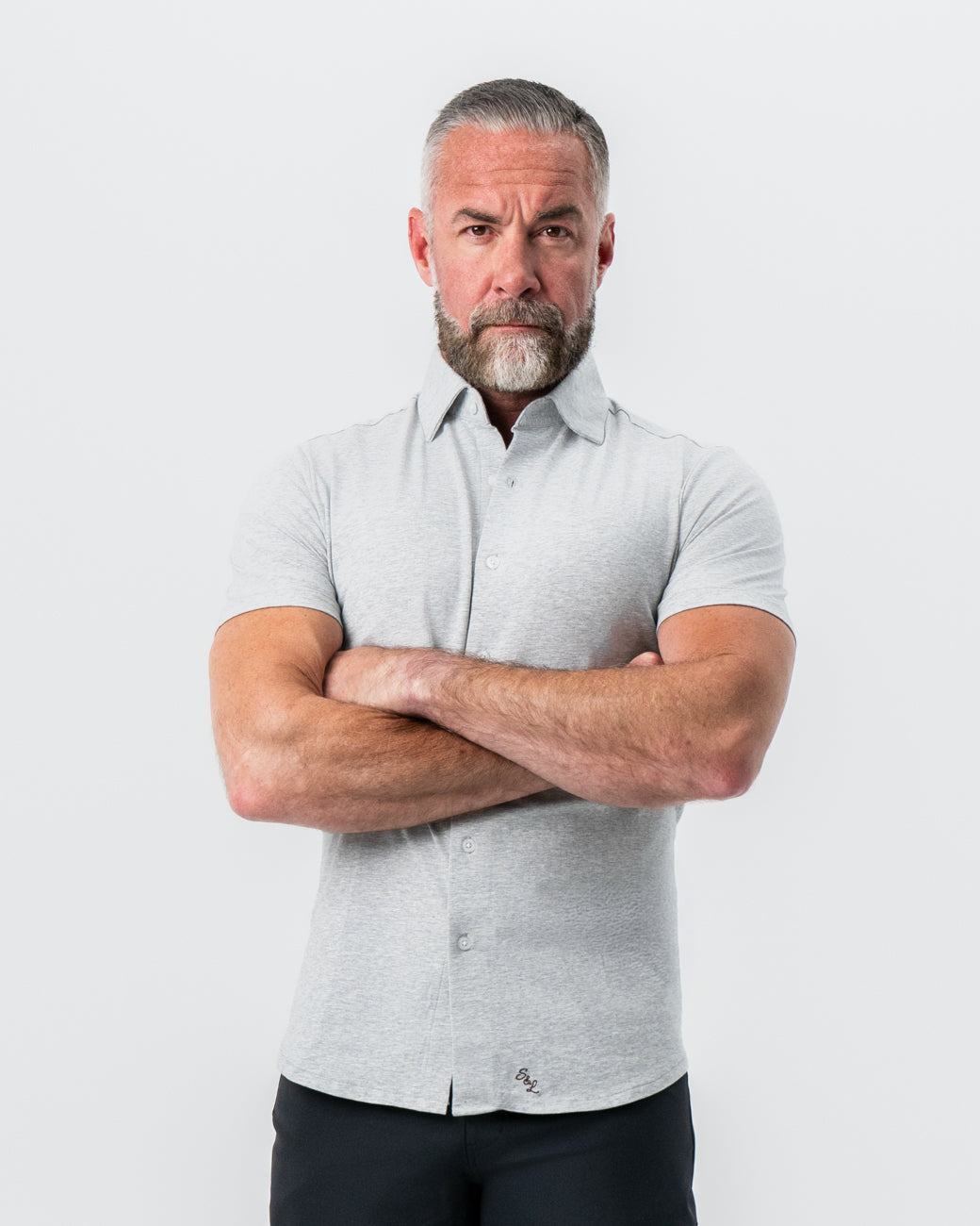State & Liberty - "The Baldwin" Grey Short Sleeve Button Down